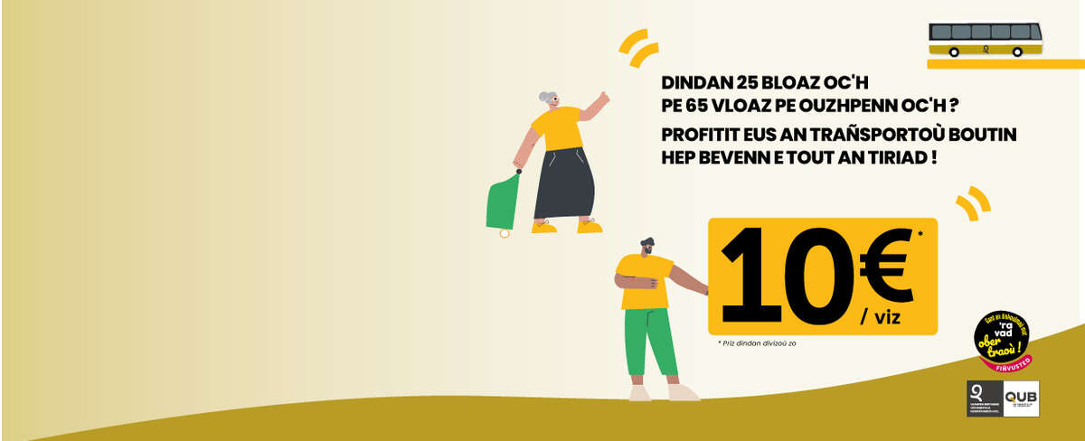 Ur pass bus da 10€ evit ar re yaouank hag an henidi